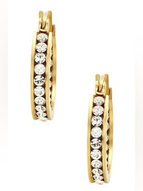 Gold Crystal-Accented Hoop Earrings - Women's Jewelry